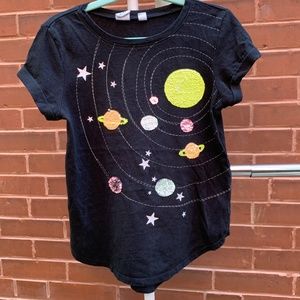 GAP Girls Flip Sequin Planet Space T-shirt Medium